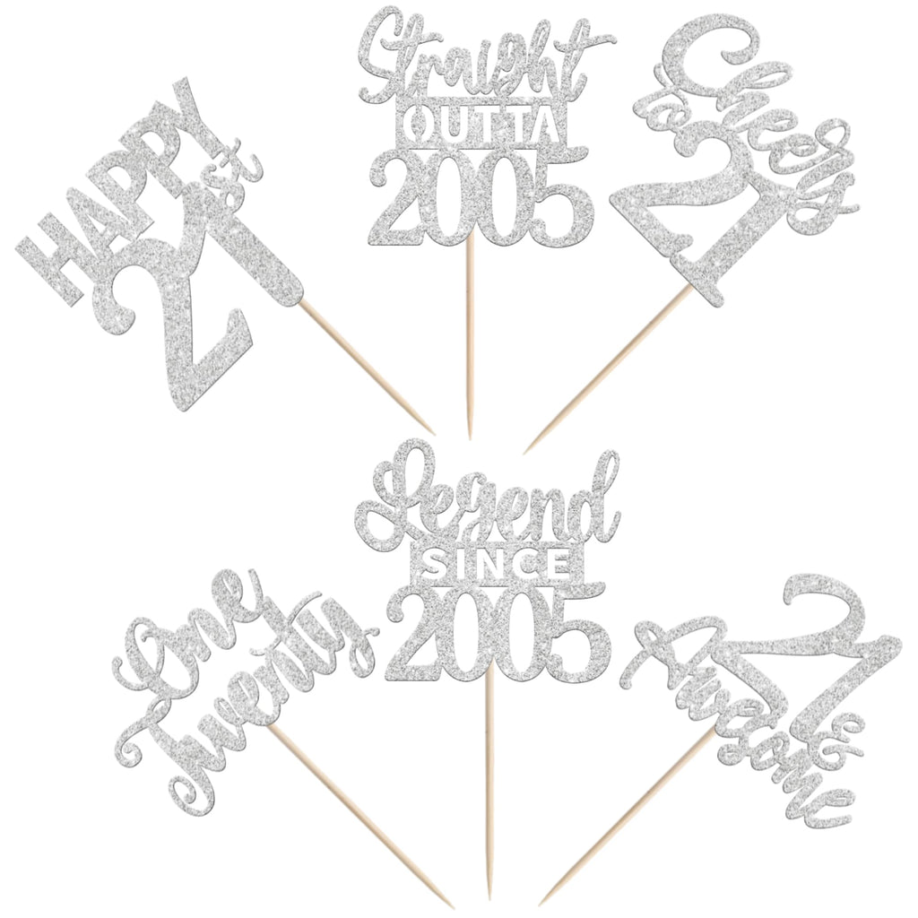 ZHUOWEISM 24Pcs Silver 21st Birthday Cupcake Toppers – Straight Outta 2005