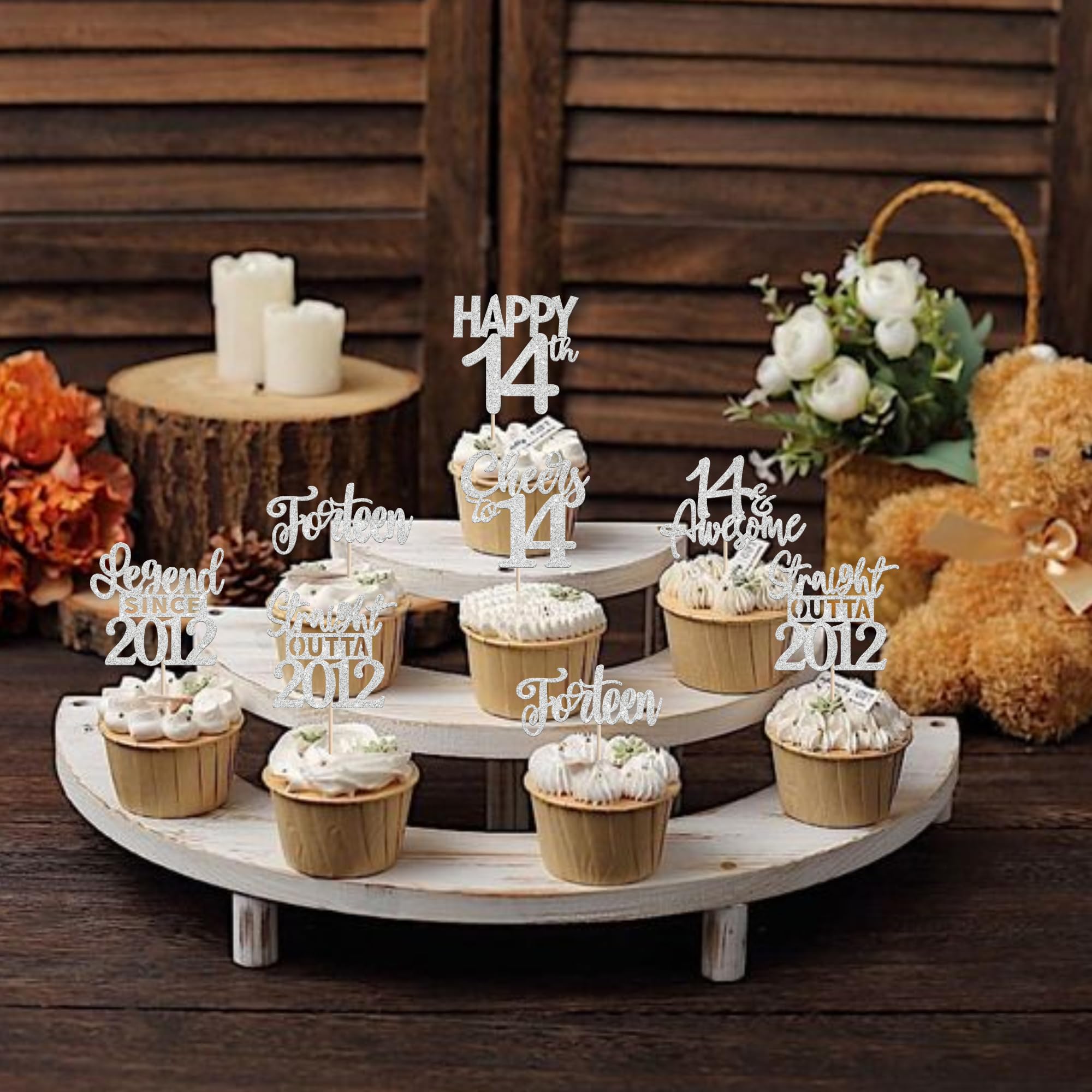 ZHUOWEISM 24Pcs Silver Happy 14th Birthday Cupcake Toppers | Straight Outta 2012