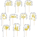ZHUOWEISM 30-Piece Glitter Cupcake Toppers – He Asked She Said Yes | Miss to Mrs I Do Love Heart Ring