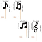 ZHUOWEISM 24-Pack Music Notes Cupcake Toppers – Black Glitter Party Picks