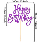 ZHUOWEISM 1-Pcs Glitter Happy Birthday Cake Topper | Purple, No Assembly, Food-Grade Stick