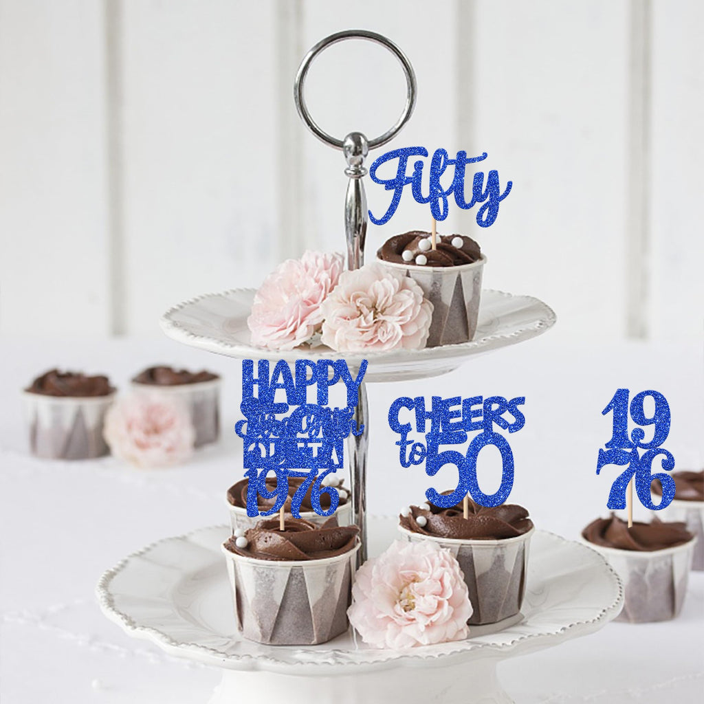ZHUOWEISM 30 PCS Glitter 50th Birthday Cupcake Toppers – Straight Outta 1976