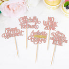 ZHUOWEISM 30 Pcs Happy Retirement Cupcake Toppers – Rose Gold & No Work Zone Adventure Begins