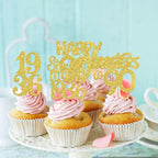 ZHUOWEISM 30Pcs Happy 90th Birthday Cupcake Toppers | Gold Glitter | Straight Outta 1936 - 90 Fabulous Cake Decorations