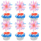 ZHUOWEISM 30 PCS Foil Firework Cupcake Toppers – Sparkle Tinsel Picks for Birthday Parties, Baby Showers, Weddings – Orange