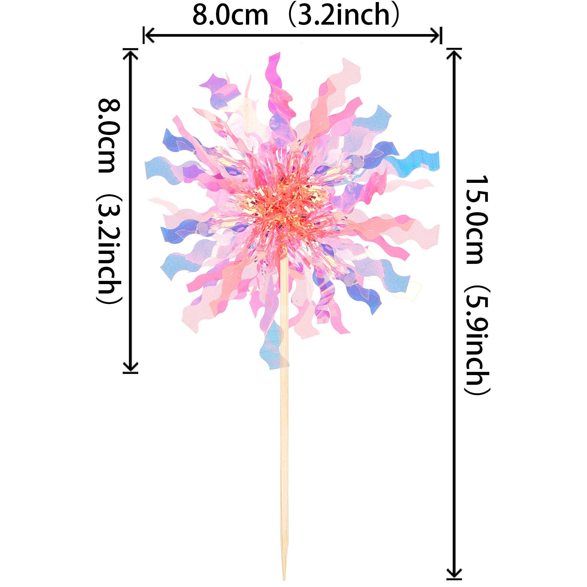 ZHUOWEISM 30 PCS Foil Firework Cupcake Toppers – Sparkle Tinsel Picks for Birthday Parties, Baby Showers, Weddings – Orange