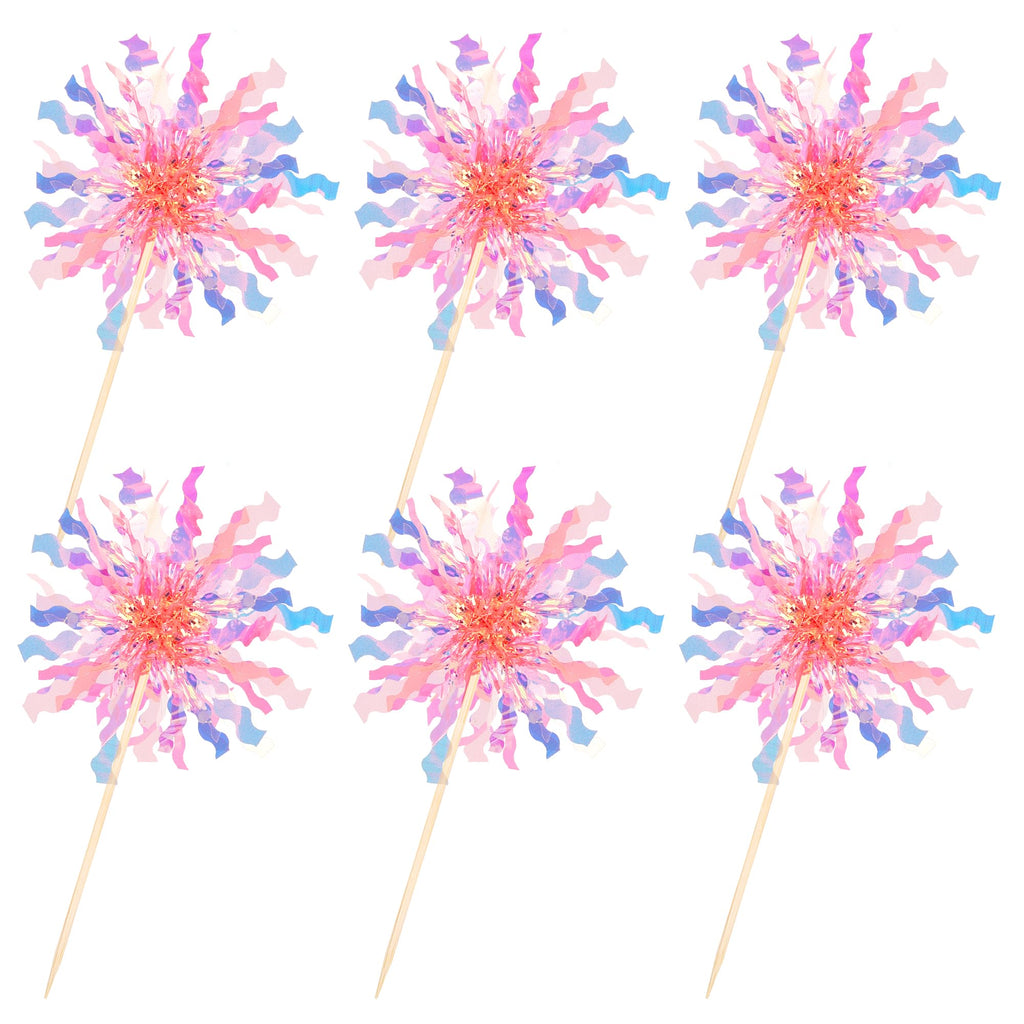 ZHUOWEISM 30 PCS Foil Firework Cupcake Toppers – Sparkle Tinsel Picks for Birthday Parties, Baby Showers, Weddings – Orange