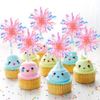 ZHUOWEISM 30 PCS Foil Firework Cupcake Toppers – Sparkle Tinsel Picks for Birthday Parties, Baby Showers, Weddings – Orange