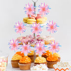 ZHUOWEISM 30 PCS Foil Firework Cupcake Toppers – Sparkle Tinsel Picks for Birthday Parties, Baby Showers, Weddings – Orange