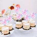 ZHUOWEISM 30 Pcs Foil Firework Cupcake Toppers - Pink Sparkle Tinsel Picks for Birthday, Baby Shower, Wedding