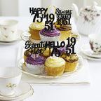 ZHUOWEISM 30Pcs Black Glitter 75th Birthday Cupcake Toppers – Straight Outta 1951 Party Picks