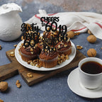 ZHUOWEISM 30Pcs Black Glitter Cupcake Toppers — Straight Outta 1966, 60th Birthday & Anniversary