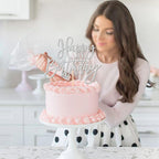ZHUOWEISM 1pc Happy Birthday Glitter Cake Topper – Silver, Pre-assembled Cake Pick