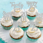 ZHUOWEISM 30Pcs Straight Outta 2001 Cupcake Toppers – Glitter 25th Birthday Picks, Silver