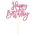 ZHUOWEISM 1-Piece Glitter Happy Birthday Cake Topper | Pink Cake Pick for Celebrations