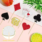 ZHUOWEISM 24 Pcs Casino Poker Theme Cupcake Toppers Glitter Chips – Las Vegas Party Decorations