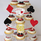 ZHUOWEISM 24 Pcs Casino Poker Theme Cupcake Toppers Glitter Chips – Las Vegas Party Decorations
