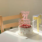 ZHUOWEISM 1pc Happy 21st Birthday Cake Topper - Rose Gold Glitter, Ready-to-Use