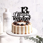 ZHUOWEISM 13 Official Teenager Glitter Cake Topper — 13th Birthday Party Decoration (Black)