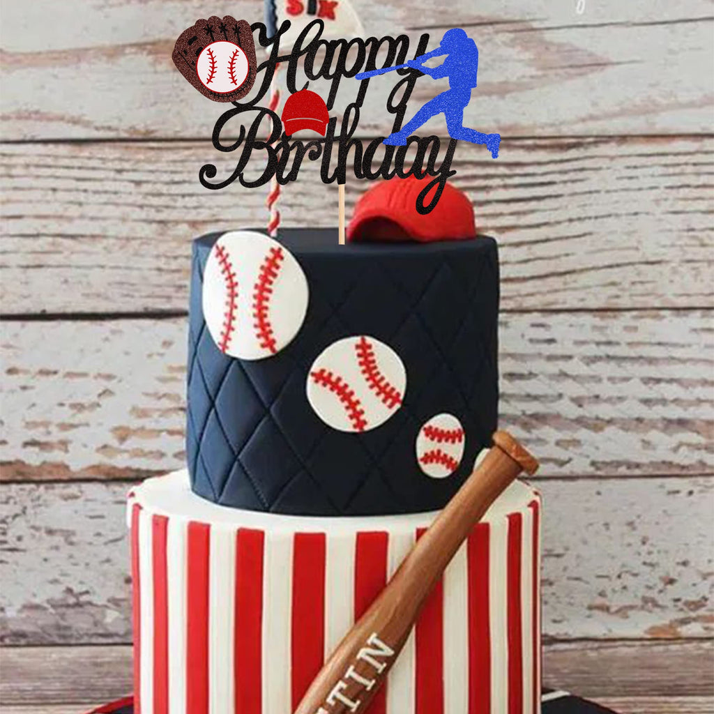 ZHUOWEISM Baseball Birthday Cake Topper Glitter - 6x8 in, Pre-assembled Sports Theme Decor