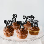 ZHUOWEISM 30Pcs Black Glitter 75th Birthday Cupcake Toppers – Straight Outta 1951 Party Picks