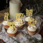 ZHUOWEISM 30Pcs Straight Outta 1961 Cupcake Toppers – Gold Glitter 65th Birthday Picks