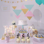 ZHUOWEISM 24-Pack Music Notes Cupcake Toppers – Black Glitter Party Picks