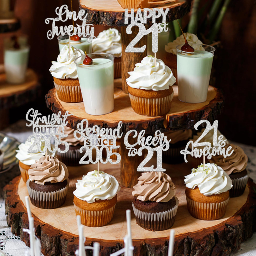 ZHUOWEISM 24Pcs Silver 21st Birthday Cupcake Toppers – Straight Outta 2005