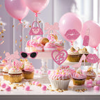 ZHUOWEISM 24 Princess Cupcake Toppers – Glitter Pink Party Picks