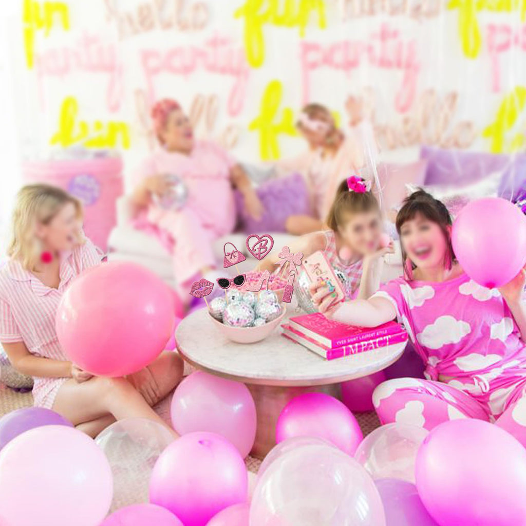 ZHUOWEISM 24 Princess Cupcake Toppers – Glitter Pink Party Picks