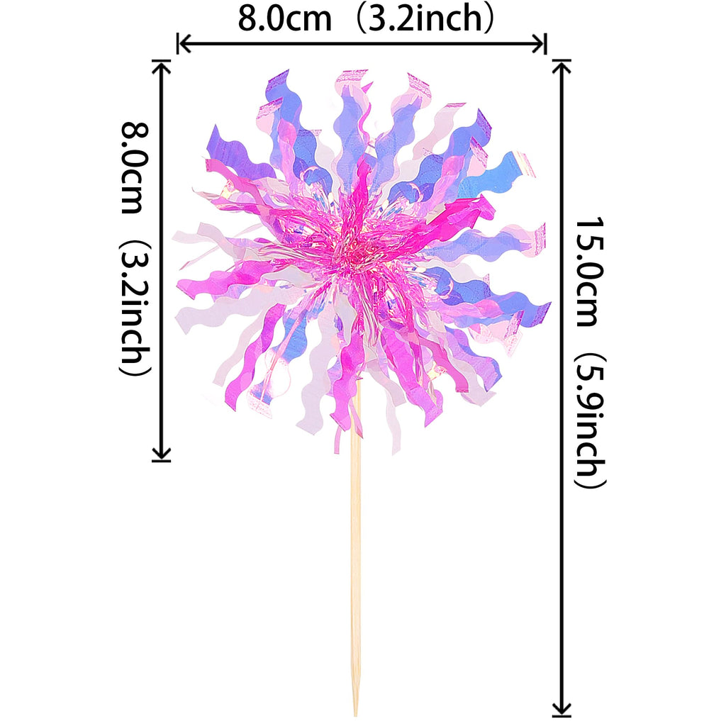 ZHUOWEISM 30 PCS Foil Firework Cupcake Toppers – Rose Red Party Decorations