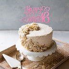 ZHUOWEISM Happy Sweet 16 Cake Topper - Glitter Hello 16 Pink - Pre-Assembled Birthday Party Decoration