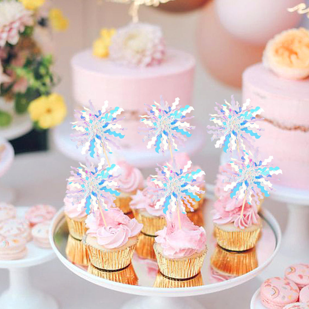 ZHUOWEISM 30 Pcs Foil Firework Cupcake Toppers – Sparkle Silver Party Picks