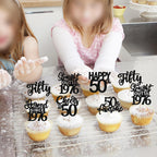ZHUOWEISM 24Pcs Black Happy 50th Birthday Cupcake Toppers – Straight Outta 1976 | 50th Birthday Decorations