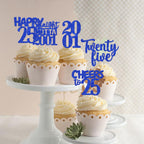 ZHUOWEISM 30Pcs 25th Birthday Cupcake Toppers Glitter – Straight Outta 2001 Party Decorations