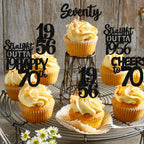 ZHUOWEISM 30Pcs Black Glitter 70th Birthday Cupcake Toppers – Straight Outta 1956