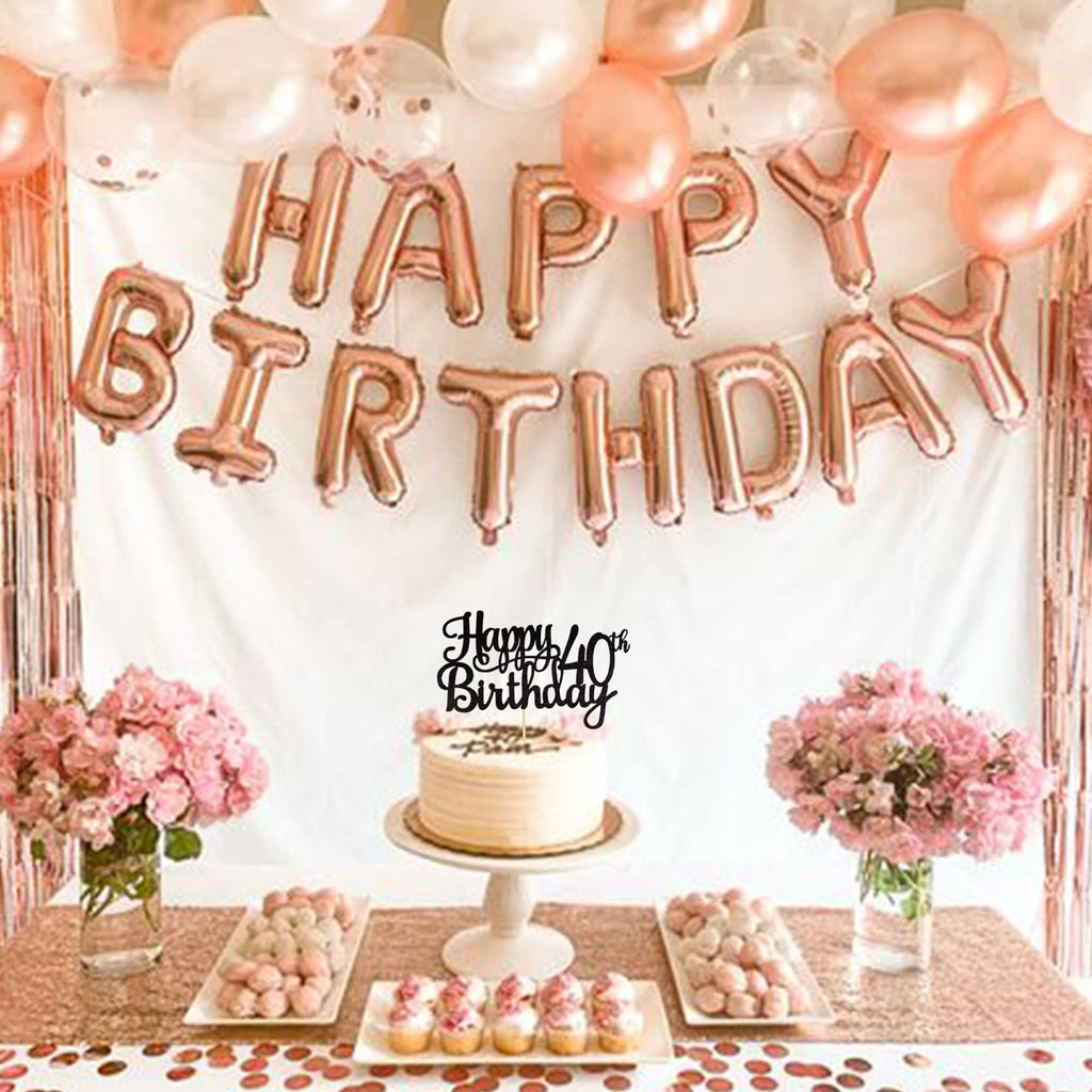 ZHUOWEISM 1pc Happy 40th Birthday Glitter Cake Topper – Cheers to 40 Years (Black)