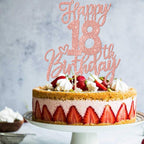 ZHUOWEISM 1 PCS Happy 18th Birthday Cake Topper - Glitter Rose Gold