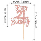 ZHUOWEISM 1pc Happy 21st Birthday Cake Topper - Rose Gold Glitter, Ready-to-Use