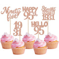 ZHUOWEISM 30Pcs 95th Birthday Cupcake Toppers - Glitter Rose Gold, Straight Outta 1931