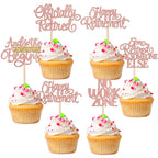 ZHUOWEISM 30 Pcs Happy Retirement Cupcake Toppers – Rose Gold & No Work Zone Adventure Begins