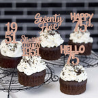 ZHUOWEISM 30Pcs 75th Birthday Cupcake Toppers Glitter Seventy Five - Straight Outta 1951 Rose Gold