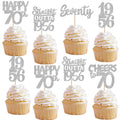 ZHUOWEISM 30 Pcs 70th Birthday Cupcake Toppers – Glitter Seventy Straight Outta 1956 Party Picks