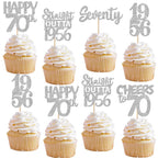 ZHUOWEISM 30 Pcs 70th Birthday Cupcake Toppers – Glitter Seventy Straight Outta 1956 Party Picks