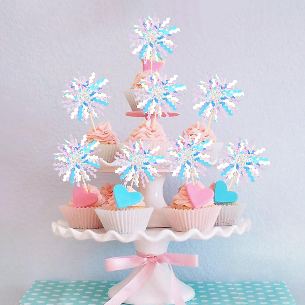 ZHUOWEISM 30 Pcs Foil Firework Cupcake Toppers – Sparkle Silver Party Picks