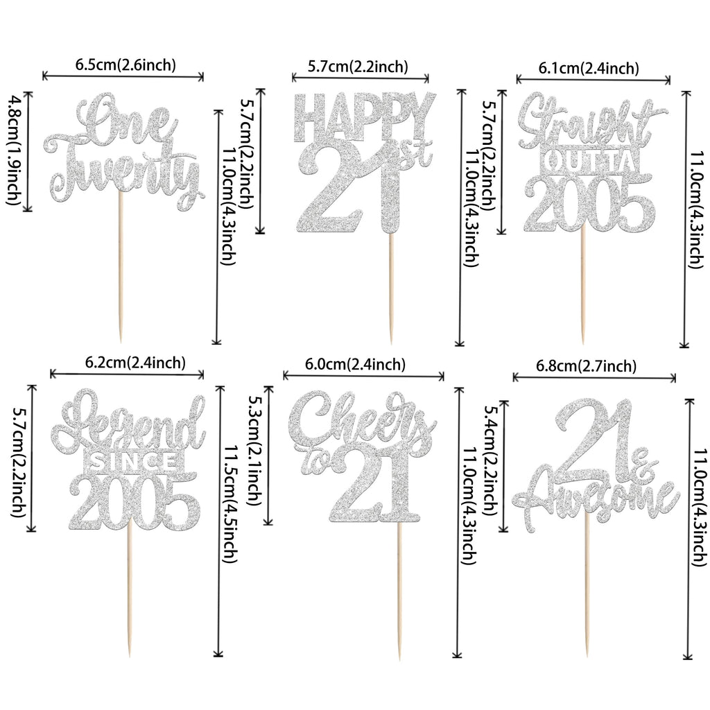 ZHUOWEISM 24Pcs Silver 21st Birthday Cupcake Toppers – Straight Outta 2005