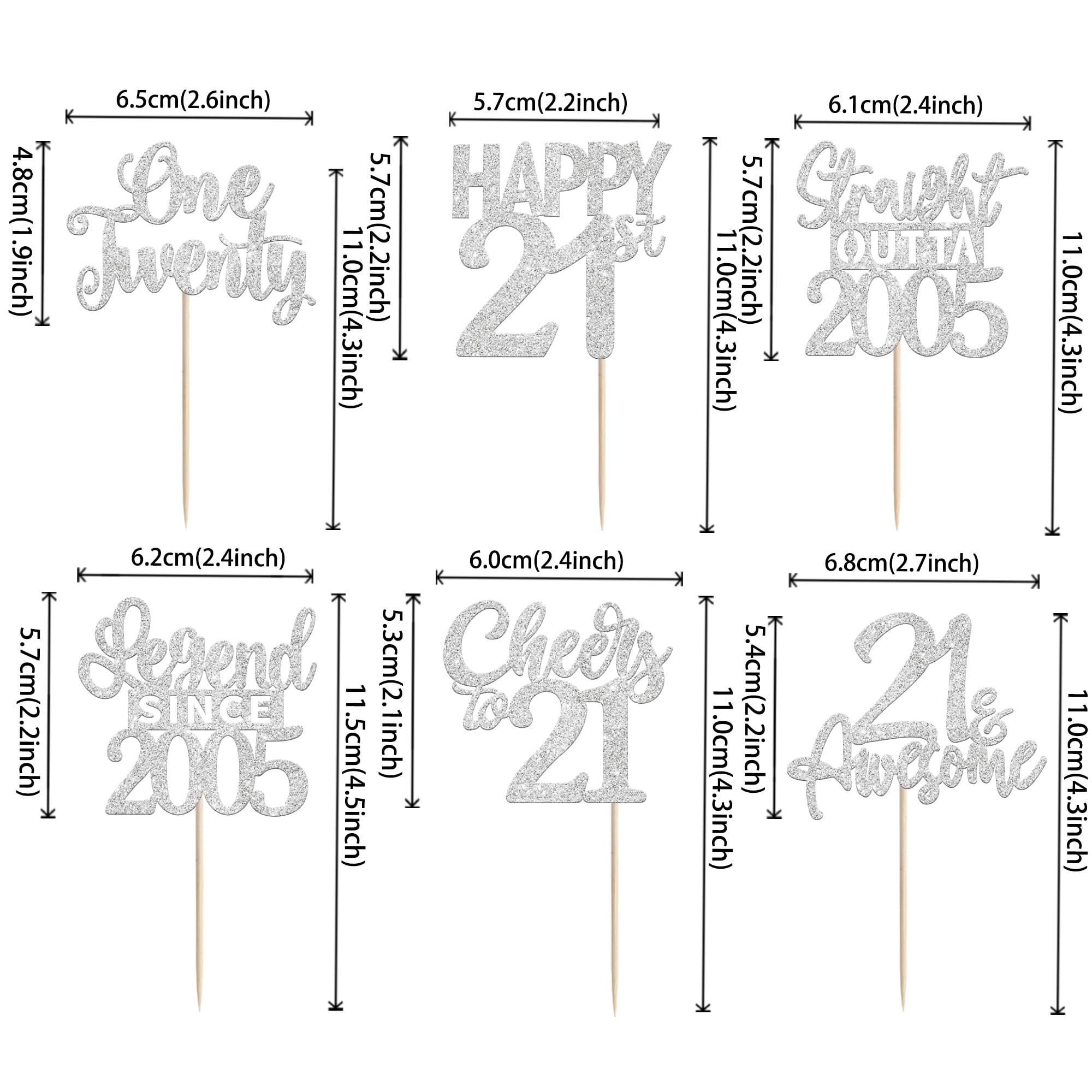ZHUOWEISM 24Pcs Silver 21st Birthday Cupcake Toppers – Straight Outta 2005