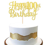 ZHUOWEISM Happy 100th Birthday Cake Topper - Gold Glitter