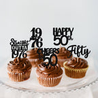 ZHUOWEISM 30Pcs Black 50th Birthday Cupcake Toppers – Glitter Straight Outta 1976