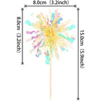 ZHUOWEISM 30 Pcs Foil Firework Cupcake Toppers – Sparkle Tinsel Picks for Birthday, Baby Shower, Graduation, Wedding
